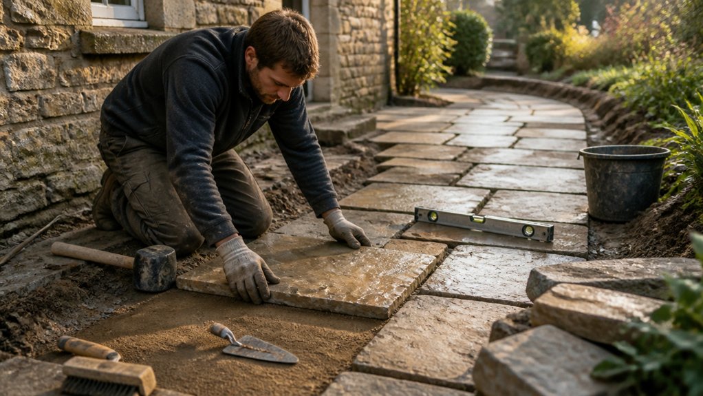 laying durable flagstone surfaces