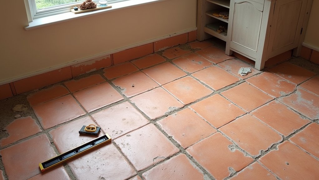 match quarry tiles carefully